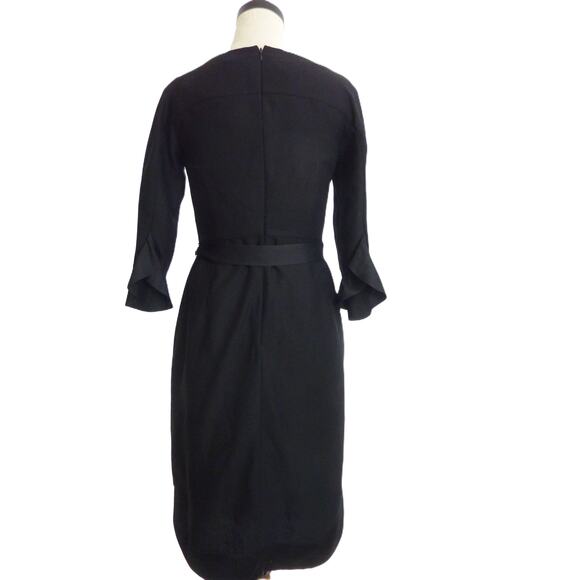 Banana Republic Black Boatneck Dress Ruffle Trim - Picture 3 of 7